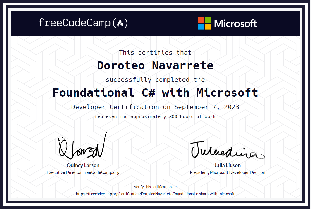 Foundational C# certificate