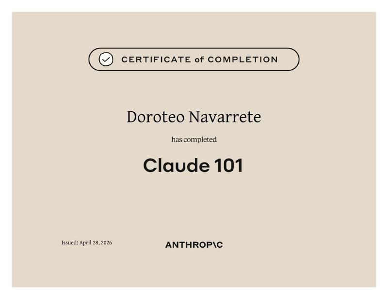 Claude 101 certificate