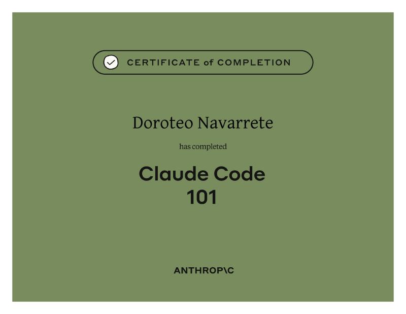 Claude Code 101 certificate