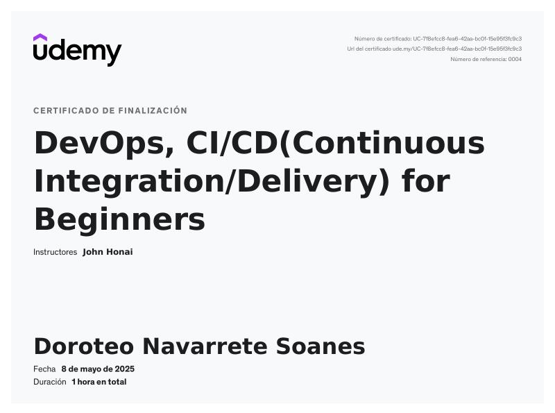 DevOps, CI/CD for Beginners certificate