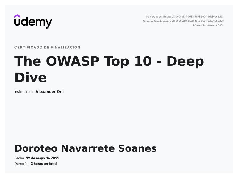 The OWASP Top 10 - Deep Dive certificate